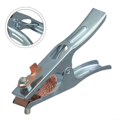 Heavy Duty Welding Ground Clamp For Mig Tig And Mma Welders with copper jaw and ergonomic handle detail view.
