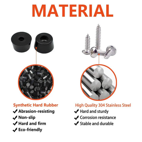 120 Piece Soft Rubber Feet With 304 Stainless Steel Screws Non Slip Anti Skid Floor Safe Furniture Pads material details
