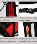 Close-up view of the All Terrain Hydration Backpack With 2L Water Bladder Lightweight Outdoor Pack showing zipper, buckle, and stitching details.