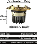 Solid Build Vintage Brass Recessed Led Downlights 10 Pack Dimmable Ceiling Fixtures, gold and black design with 110mm diameter.