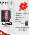 Electric Poultry Netting Accessory Set With 0.6 Joule Fence Charger specifications, showing power source and compatible fences.