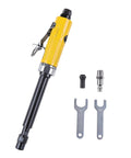 11 Inch Extended Straight Air Die Grinder High Speed Pneumatic Grinding Tool With Comfort Grip Lightweight Aluminum Frame, includes two wrenches.