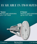 Beast Stainless Steel Grab Bar Fasteners Set of 2 With 4 Inch Screws shown with size options and specifications for drywall and tile.