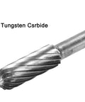 Premium Tungsten Carbide Rotary Files 1/8 Inch Shank Single Cut Cylindrical Radius End Burrs 4mm Dia for die grinder close-up
