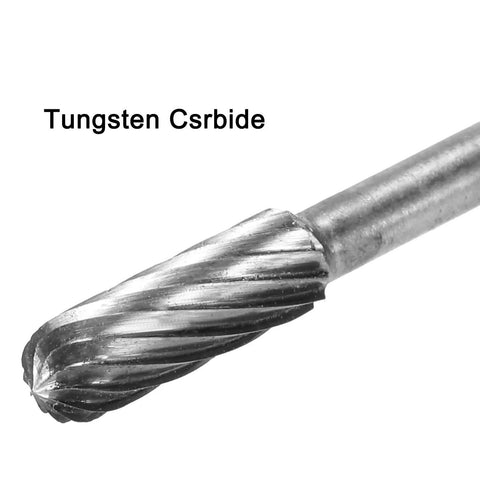 Premium Tungsten Carbide Rotary Files 1/8 Inch Shank Single Cut Cylindrical Radius End Burrs 4mm Dia for die grinder close-up