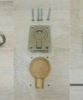 Image of Stainless Steel Flush Pull Ring Handles 304 2 Pack Hidden Recessed Furniture Pulls for cabinets and doors installed.
