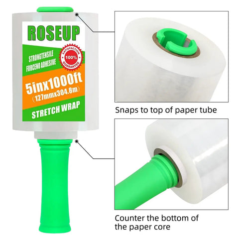 Heavy Duty Clear Stretch Wrap With Ergonomic Swivel Handles 5 Inch By 1000 Foot Rolls 80 Gauge Thick Cling Packaging Film For Moving And Pallet Wrapping Four Pack Gives Your Haul Pro Level Grip And Zero Sweat