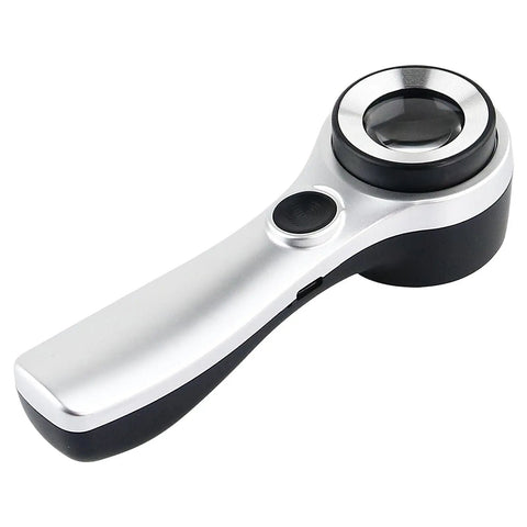 Handheld 10X Magnifier Loupe With Adjustable LED Light And UV Money Detector, Optical Glass Jewelry Magnifier With Measuring Scale