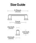 10 Pack Brushed Satin Nickel Cabinet Pulls 3 Inch Hole Center Size Guide Illustration