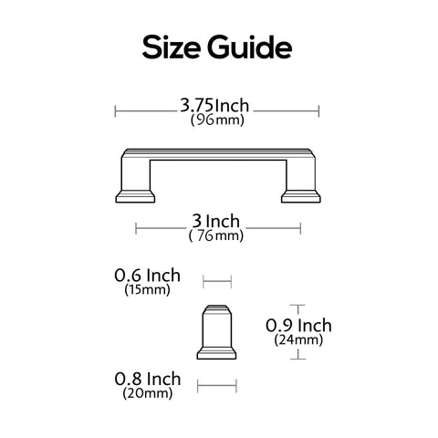 10 Pack Brushed Satin Nickel Cabinet Pulls 3 Inch Hole Center Size Guide Illustration