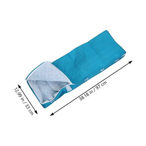 No Fuss Heavy Duty Folding Clothes Storage Bin With Sturdy Handles And Smart Compartments For Bed Sheets Blankets And Closets, size 38.18 x 12.99 in, blue.