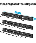 Modular Pegboard Strip Storage System With 3 Wall Mount Strips 16 Pegboard Hooks And 4 Double Hooks Heavy Duty Metal