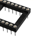 DIP IC Socket Adapter Set, 2.54mm Pitch, Dual Row 15.2mm, 40 Round Pins, Black Silver Tone, close-up view of pin details