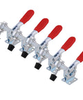 Set Of 5 Beefy Toggle Clamps With Quick Release Vertical Design And 227 Kg Holding Capacity For Woodworking Jigs And Fixtures Welding And Drill Press Fixturing, metal clamps with red handles