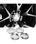 Set Of Four Heavy Duty Wheel Center Caps For Cars Silver 2.48 Inch Universal Fit on black alloy wheel design.