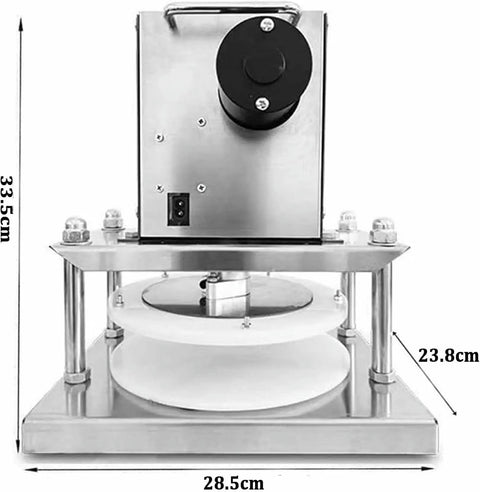 Heavy Duty Electric Pizza Dough Press Machine Stainless Steel Roll Out Tool For Homemade Pastries with lever and pressing plate.