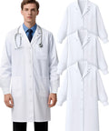 Three Piece Lab Coat Set With Elastic Cuffs For Men Women Unisex White Long Doctor Jacket Medical Lab Coat For Doctor Nurse