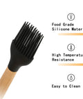 Silicone brush with wood handle from 4 Piece Stainless Steel BBQ Grill Utensil Set With Wood Handles, Outdoor Cooking.