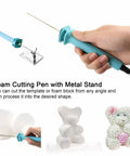 Electric Hot Wire Foam Cutter Pen 10cm For Styrofoam Board With Stand And Adapter Safe Non-Slip Hand Craft Art Tool For White Foam Cutting Projects Easy To Use held in hand, cutting styrofoam.