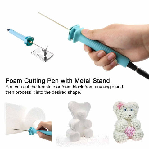 Electric Hot Wire Foam Cutter Pen 10cm For Styrofoam Board With Stand And Adapter Safe Non-Slip Hand Craft Art Tool For White Foam Cutting Projects Easy To Use held in hand, cutting styrofoam.