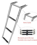 3 Step Telescoping Swim Boat Ladder Stainless Steel With Built In Handle For Easy No Fuss Boarding On Dock Or Deck, Slip Resistant Treads