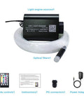 Lit 16W Bluetooth Fiber Optic Curtain Light Kit with RGBW Waterfall and App Remote Control, shown with accessories.