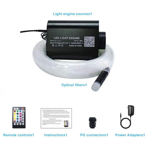 16W RGBW Fiber Optic Curtain Light Kit With 450 Fiber Tips For Waterfall Effect, Bluetooth Control, Sound Activated Glow, accessories included