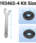 Heavy Duty Three Pack Angle Grinder Flange Nut And Wrench Set For 4.5 5 And 7 Inch Grinders With 5/8-11 Thread, includes measurements.
