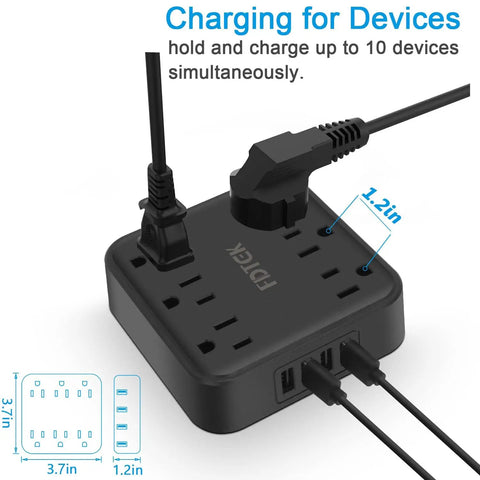 Charging devices with 2 Prong To 3 Prong Outlet Adapter With 4 USB Ports And 6 AC Outlets Desktop Charging Hub Power Hub For Your Desk
