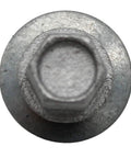 Top view of 250 count 10x2 galvanized hex head roofing screw with EPDM washer for metal to wood siding