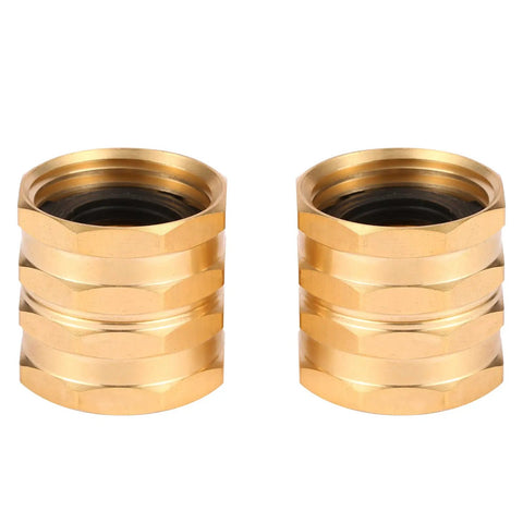 Two Pack Double Female Brass Garden Hose Adapters Three Quarter Inch Connectors With Four Extra Washers Hose To Hose Swivel Fittings