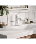 High Arc Bathroom Sink Faucet In Chrome Finish Rinza Style For Any Bathroom Vanity With One Handle Operation Water Saving Aerator