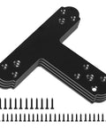 Black T Bracket Set For Wood And Steel, Post To Beam Connectors, 6 Pcs Flat T Plate Brackets With Screws, 4mm Thick