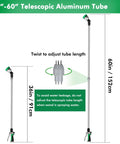 Extendable Watering Wand With 36 To 60 Inch Reach, 180 Degree Adjustable Ratcheting Head, showing telescopic aluminum tube