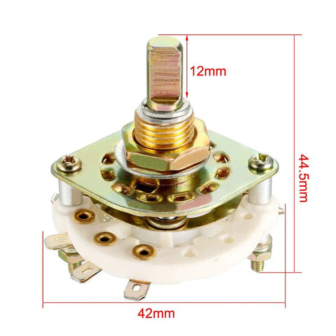1 Pole 8 Position Rotary Switch Band Selector For Radio TV And Industrial Equipment Single Deck Channel Switcher 10mm Thread 12mm Shaft, 42mm body
