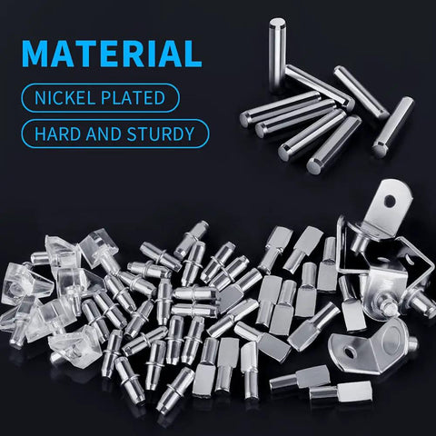 Mega Pack 150Pcs Shelf Pegs Set with 5 Styles Metal Shelf Pins Nickel Plated for Wood Cabinets Bookshelves and Kitchen Shelving