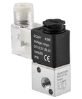 Electrical Pneumatic Solenoid Valve 3V1-06 With 24VDC Coil, PT1/8 Inch Port, 3/2 Way Normally Closed, CE Certified, close-up view