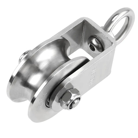 2 Inch U Type Swivel Pulley With 992 Lbs Load Capacity Heavy Duty 304 Stainless Steel Pulley Roller Super Silent Detachable 360 Degree Swivel Wheel And Spring Snap Hook close-up