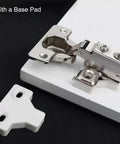35mm Short Arm Inset Hinges Featuring Breezy Soft Close Hydraulic Damper For Hidden Cabinet And Wardrobe Doors, zinc alloy hinge and base pad.