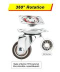 Set Of 4 1 Inch Swivel Caster Wheels For Lightweight Furniture Under 100 Lb, 360 Degree Plate Castors With Low Profile Soft Rubber, Screw In Replacement