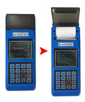 Rock Solid Digital Hardness Tester Meter with thermal printer, blue handheld gauge displaying test results.