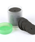 Badass 36 Piece Abrasive Cutting Discs And Slick Cut Off Wheels For Rotary Grinders showing 24mm discs in container.