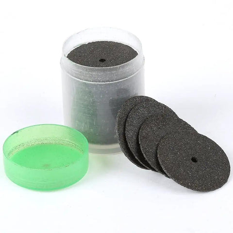 Badass 36 Piece Abrasive Cutting Discs And Slick Cut Off Wheels For Rotary Grinders showing 24mm discs in container.
