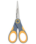 5-Inch Non-Stick Titanium Scissors With Glide Adjust Technology in gray and yellow, showing handles and blades, 1 pack