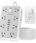 Heavy Duty 6 Ft Surge Protector Power Strip With Six Usb Ports And Sixteen Widely Spaced Ac Outlets For Home Office Setup, grey design.