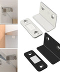 Upgrade Your Gear With This Ultra Thin Invisible Magnetic Steel Catch Latch For Sliding Doors And Wardrobes Plus Strong Suction Closer Hardware showing black and silver steel catches.
