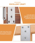 Stainless Steel Brace Plates Set With Screws on wooden corners for furniture repair, showing corrosion resistant flat corner joining plates.