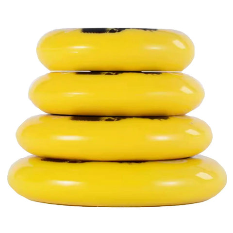 Inline Skate Wheels Outdoor And Indoor 6 To 8 Pack 85A Durable PU Wheels with Bearings, stack of yellow wheels