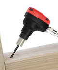 Pneumatic Mini Palm Nailer Workhorse With Magnetic Nose for safe nail placement on wood, lightweight die-cast aluminum body.