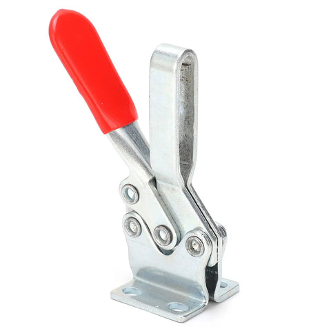 Horizontal Welding Toggle Clamp HT 225D, Cold Rolled Steel Plate With PVC Handle, 227 Kg Holding Capacity, Arrow Storage Case Hand Tool For Welding Assembly, Luggage Clamshell Locking, Built Tough And Easy To Use, red handle